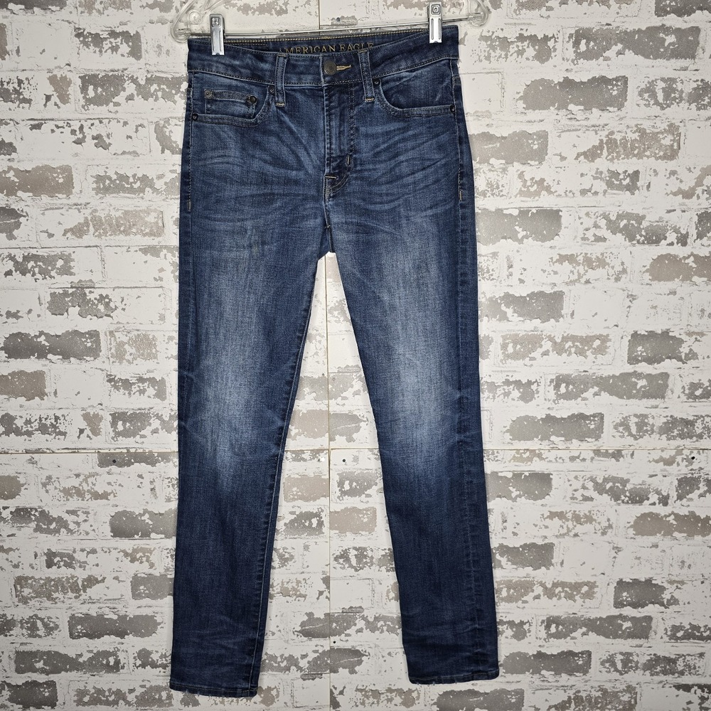 American Eagle Jeans Mens 28x30 Slim Fit Straight Leg Lowโ Rise Medium Blue Wash